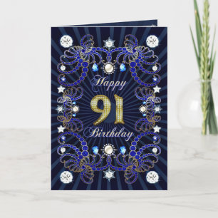 Cartão 91st birthday card with masses of jewels