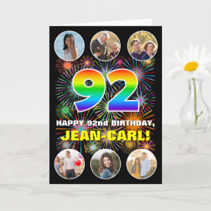 Cartão 92º aniversário: Divertido Rainbow #, Personalizad