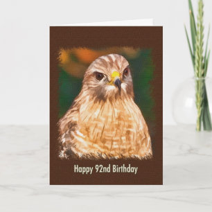 Cartão 92º Aniversário, Hawk com ombros vermelhos
