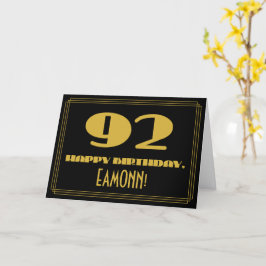 Cartão 92º Aniversário: Nome + Art Deco Inspiraram "92"