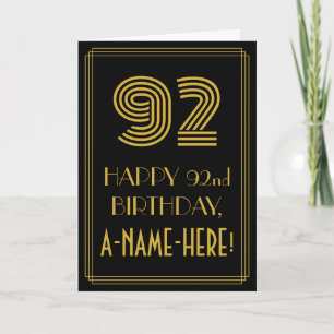Cartão 92º Aniversário: Visual Inspirado no Art Déco "92"