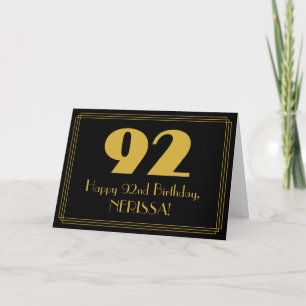 Cartão 92º Aniversário: Visual Inspirado no Art Déco "92"
