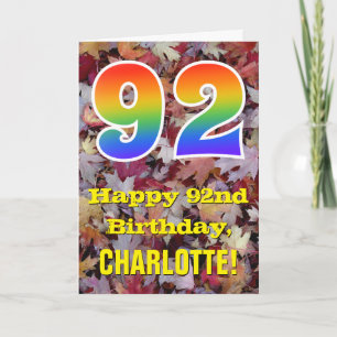 Cartão 92.o Aniversário; Folhas de outono russas; Arco-