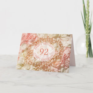 Cartão 92nd Birthday card with pearls and petals