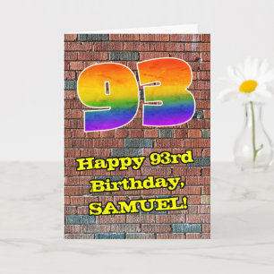 Cartão 93º aniversário: Arco-Íris 93 Inspirado no Grafite