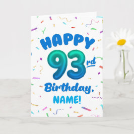 Cartão 93rd Balloon Number Custom Name Birthday Card