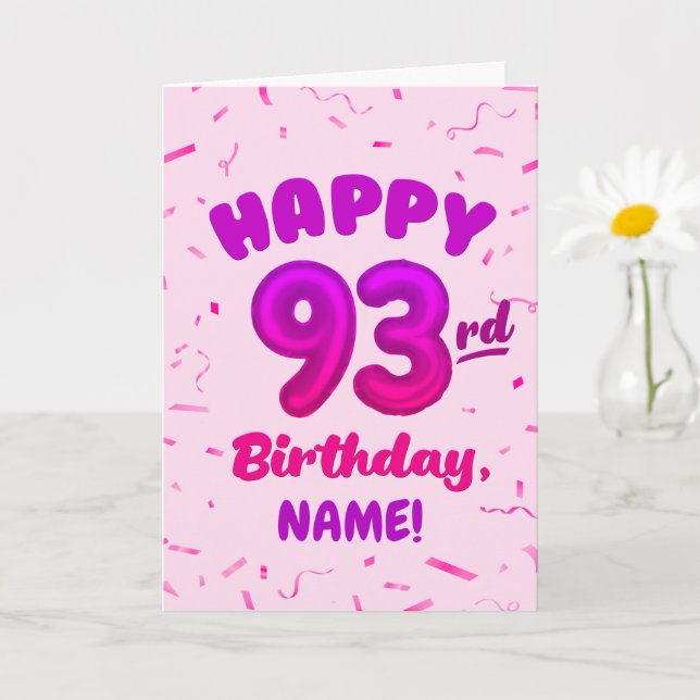 Cartão 93rd Balloon Number Custom Name Birthday Card (Planta pequena)