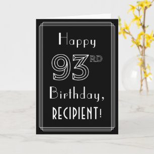 Cartão 93rd Birthday: Art Deco Style # 93 & Custom Name