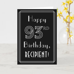 Cartão 93rd Birthday: Art Deco Style # 93 & Custom Name