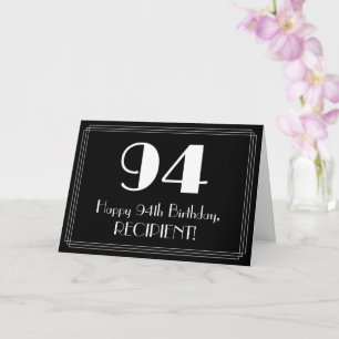 Cartão 94º aniversário ~ Arte Deco Inspirou "94", Nome