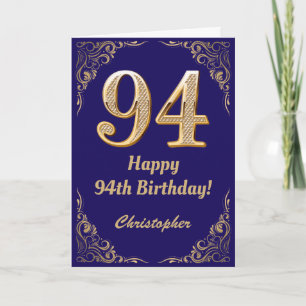 Cartão 94.º Quadro Azul Marinho de aniversário e Leve Dou