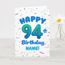 Cartão 94th Balloon Number Custom Name Birthday Card