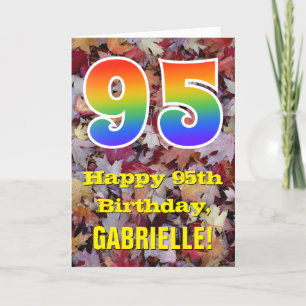 Cartão 95.o aniversário; Folhas de outono russas; Arco-
