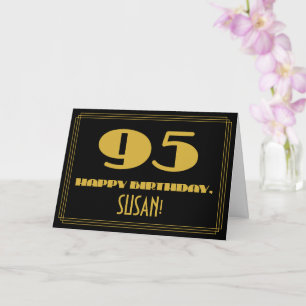 Cartão 95.o aniversário: Nome + Arte Deco Inspirado "95"