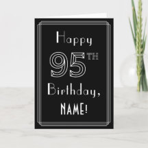 95th Birthday: Art Deco Style # 95 & Custom Name