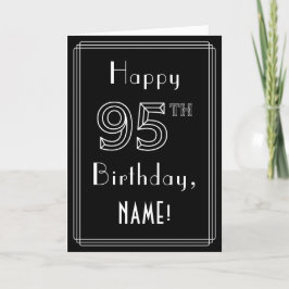 Cartão 95th Birthday: Art Deco Style # 95 & Custom Name