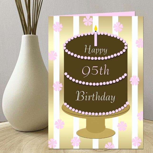 Cartão 95th Birthday Card Cake in Pink (Criador carregado)