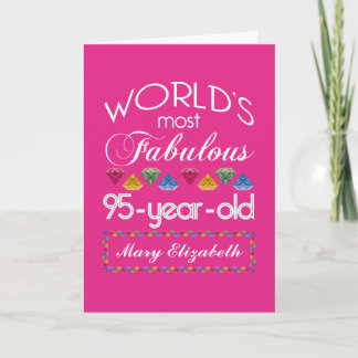 Cartão 95th Birthday Most Fabulous Colorful Gems Pink