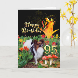 Cartão 95th Birthday Tulip garden butterflies papillon