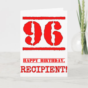 Cartão 96º aniversário: Diversão, Carimbo de Borracha Ver