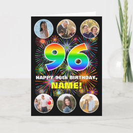 Cartão 96º aniversário: Divertido Rainbow #, Personalizad