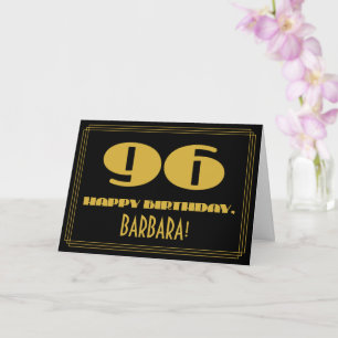 Cartão 96.º aniversário: Nome + Art Deco Inspiraram "96"