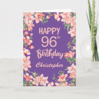 96.º Aniversário Púrpura Cor de Água Pêssego Flora