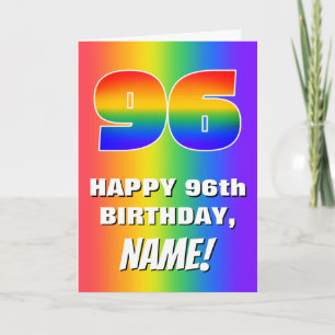 Cartão 96.o aniversário: Padrão Divertido e colorido do