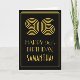 Cartão 96th Birthday: Art Deco Inspired Look "96" & Name