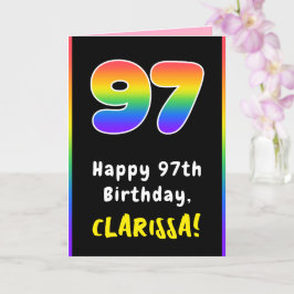 Cartão 97.º aniversário: Arco-Íris Colorido nº 97, Nome P
