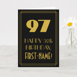 Cartão 97.º aniversário - Art Deco Inspirou "97" & Nome