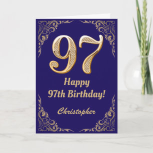 Cartão 97.º Quadro Azul de Marinho de Aniversário e Leve