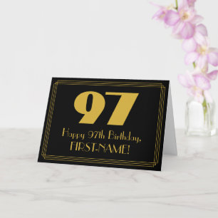 Cartão 97.o Aniversário: Art Deco Inspira "97" e nome