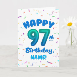 Cartão 97th Balloon Number Custom Name Birthday Card