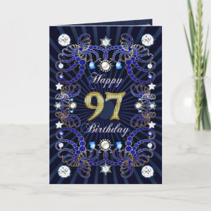 Cartão 97th birthday card with masses of jewels