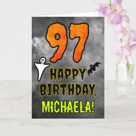 Cartão 97th Birthday: Eerie Halloween Theme + Custom Name