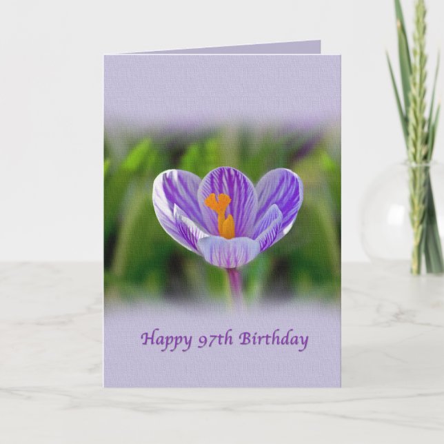 Cartão 97th Birthday, Religious, Crocus Flower (Frente)