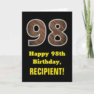 Cartão 98º Aniversário: Nome, Padrão de Textura de Madeir