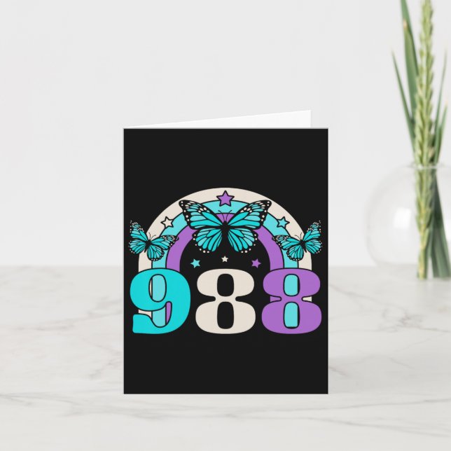 Cartão 988 Prevenção de suicídio Sensibilização para a sa (Frente)