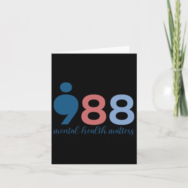 Cartão 988 Problemas de saúde mental Prevenção suicida em (Frente)