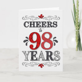 Cartão 98.º Aniversário da Saúde no Padrão Negro Branco V