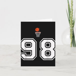 Cartão 98 Números de Estilo de Basquete Vintage Branco