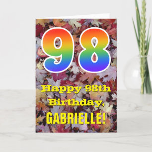 Cartão 98.o aniversário; Folhas de outono russas; Arco-