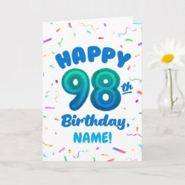 Cartão 98th Balloon Number Custom Name Birthday Card