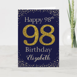 Cartão 98th Birthday Golden Glitter Card