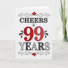 Cartão 99º Aniversário da Saúde no Padrão Negro Branco Ve