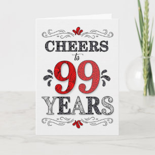 Cartão 99º Aniversário da Saúde no Padrão Negro Branco Ve