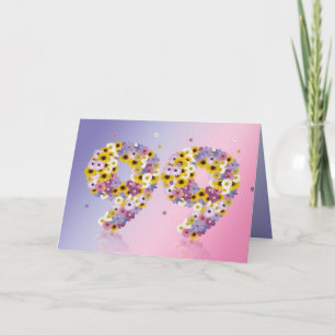 Cartão 99th birthday card with flowery letters