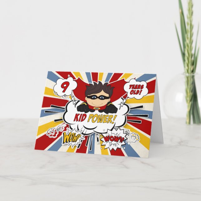 Cartão 9.º aniversário do livro de histórias em quadrinho (Frente)