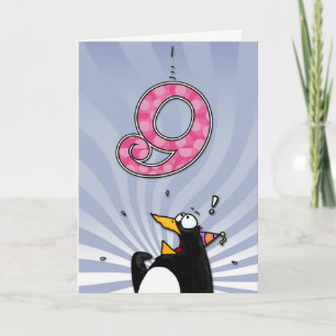 Cartão 9.º aniversário - Surpresa de Pinguim